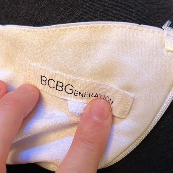 Polka dot white and black dress high low sheer with a white slip - Picture 4 of 4